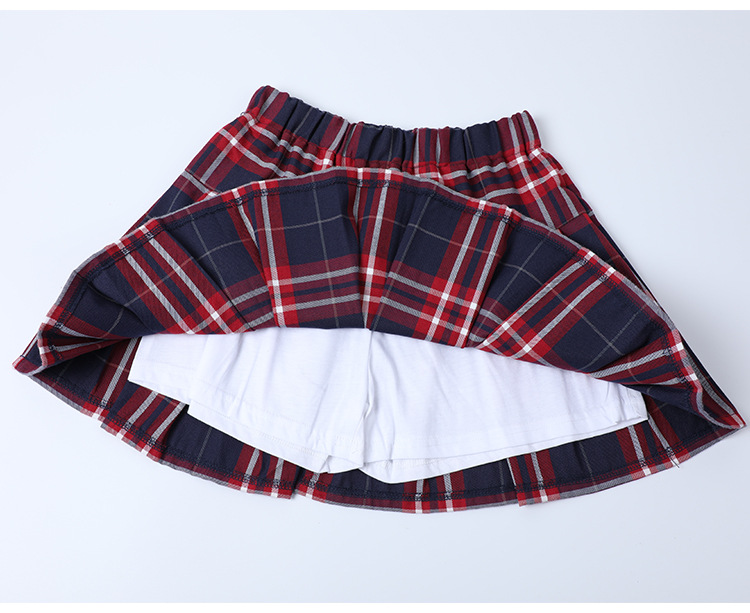 Girls school uniform short skirt four seasons red plaid pleated skirt G08-red plaid short skirt