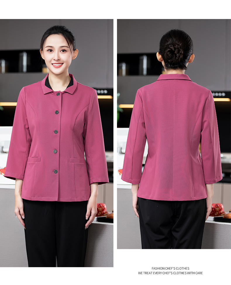 Lapel cleaning clothes long sleeve top H02-2350123501