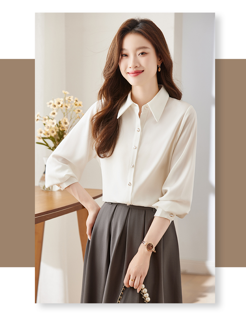 Urban temperament professional wear long-sleeved lapel shirt 104-Q103 long-sleeved shirt top