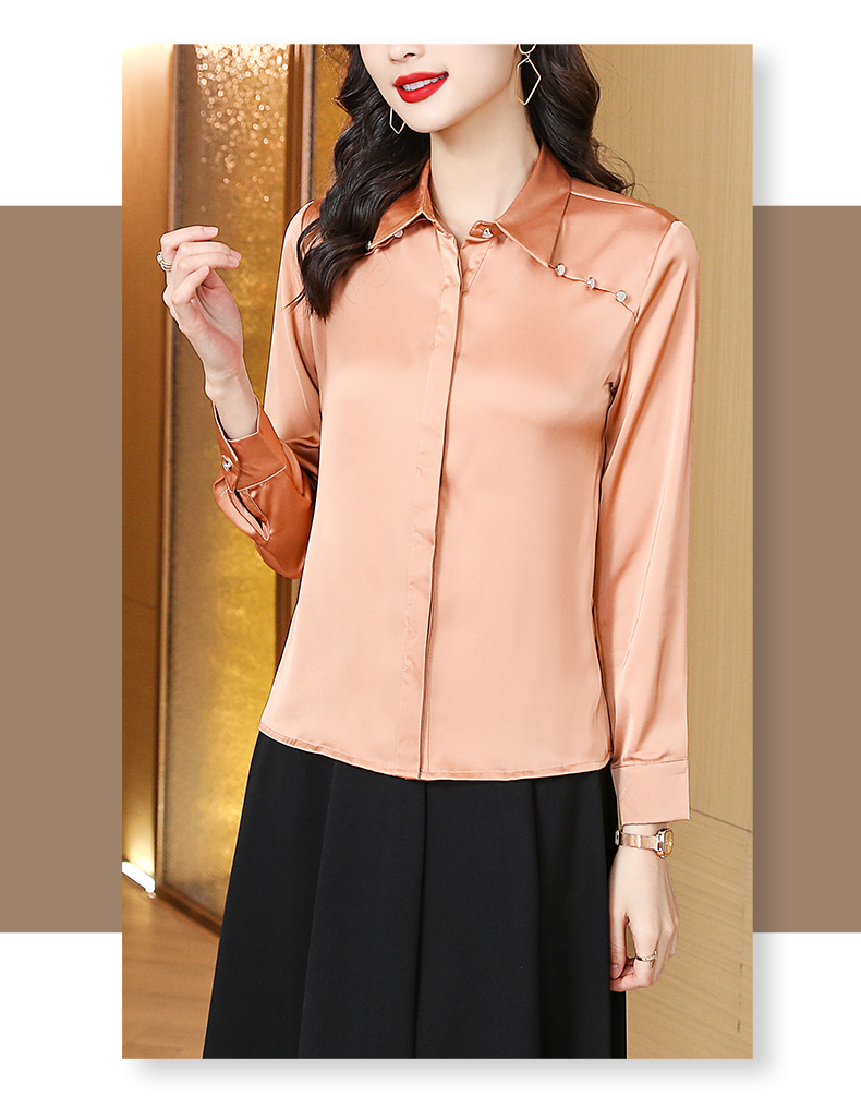 Spring and summer urban lapel long-sleeved shirt for women 104-Q6651 long-sleeved shirt top