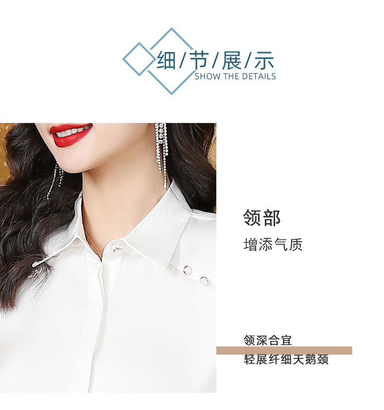 Spring and summer urban lapel long-sleeved shirt for women 104-Q6651 long-sleeved shirt top