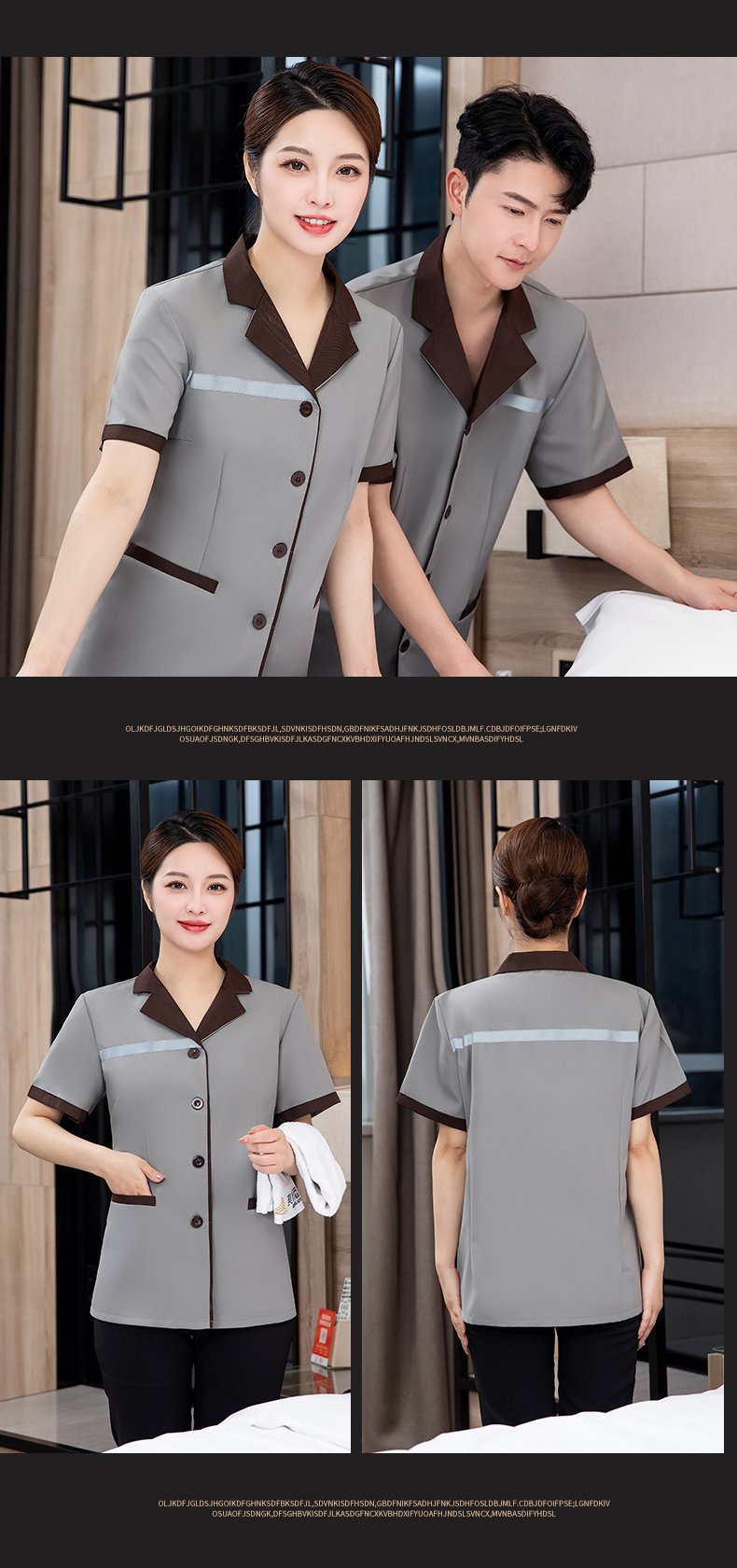 Hotel room short-sleeved tops cleaning clothes H27-reflective strip cleaning short-sleeved