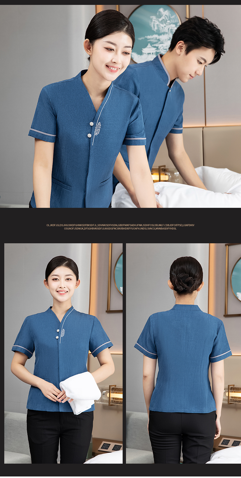 Hotel restaurant short-sleeved cleaning top H27-Double Happiness Women