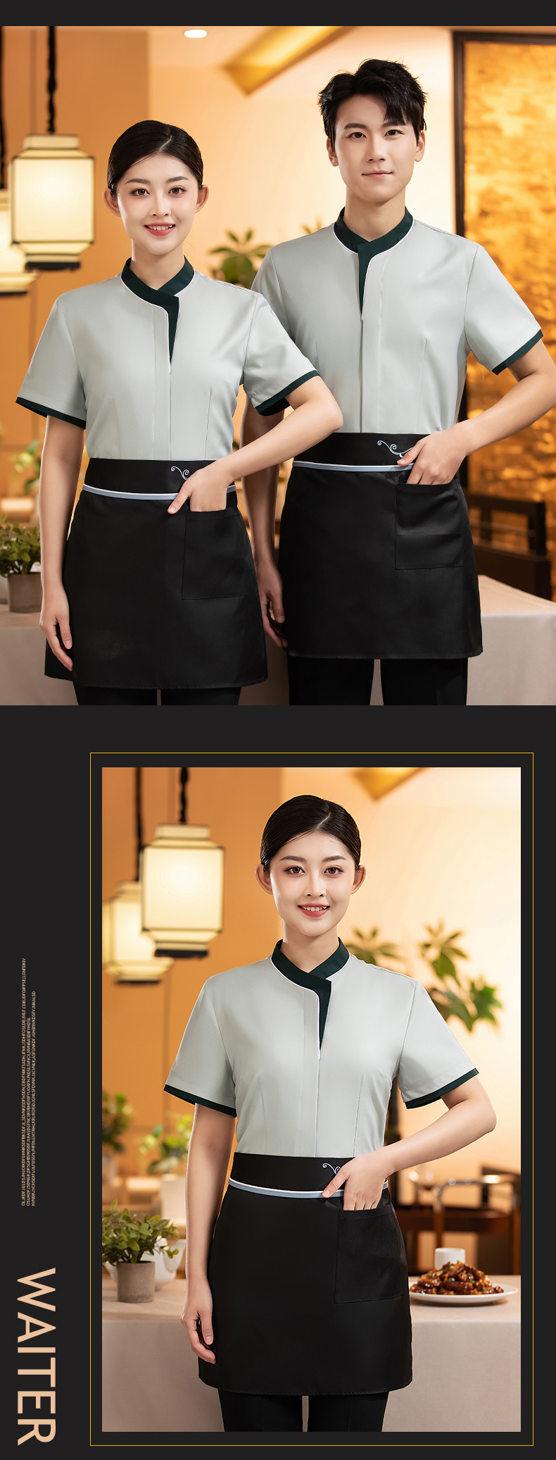 Hotel restaurant short-sleeved waiter top H27-front-line waiter female style