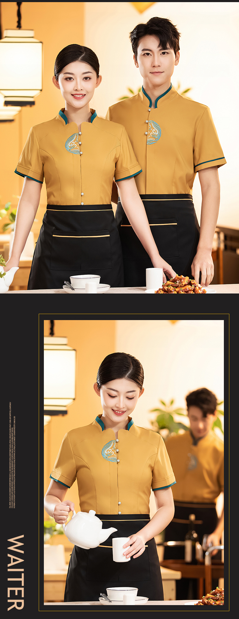 Hotel restaurant waiter short-sleeved top H27-Bringing wealth and treasures Women