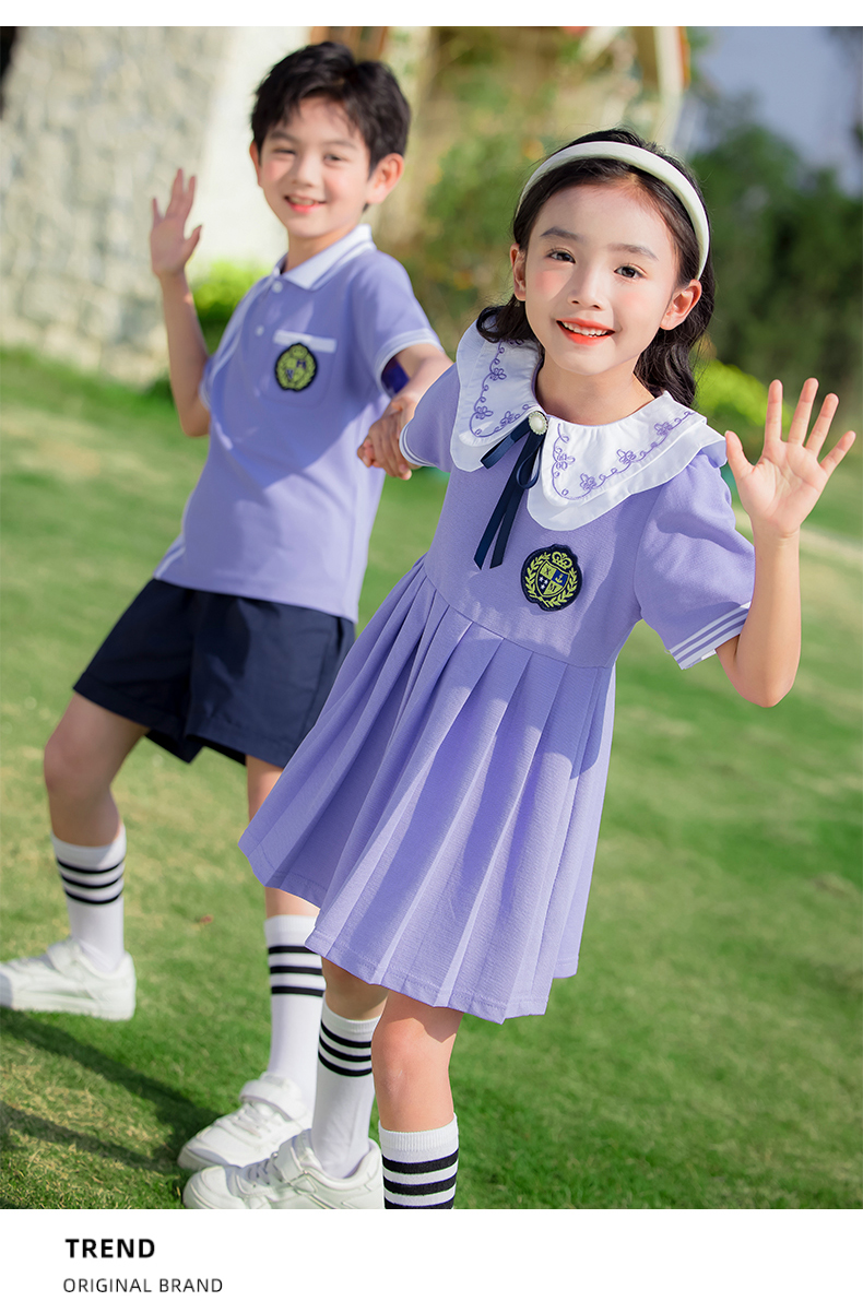 Comfortable and durable purple lapel campus British style school uniform suit 215-886+892