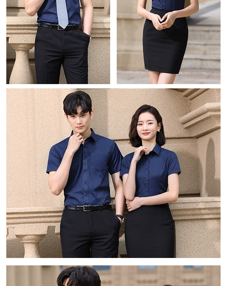 Business twill cotton short-sleeved shirt for men and women 129-701 shirt short sleeve