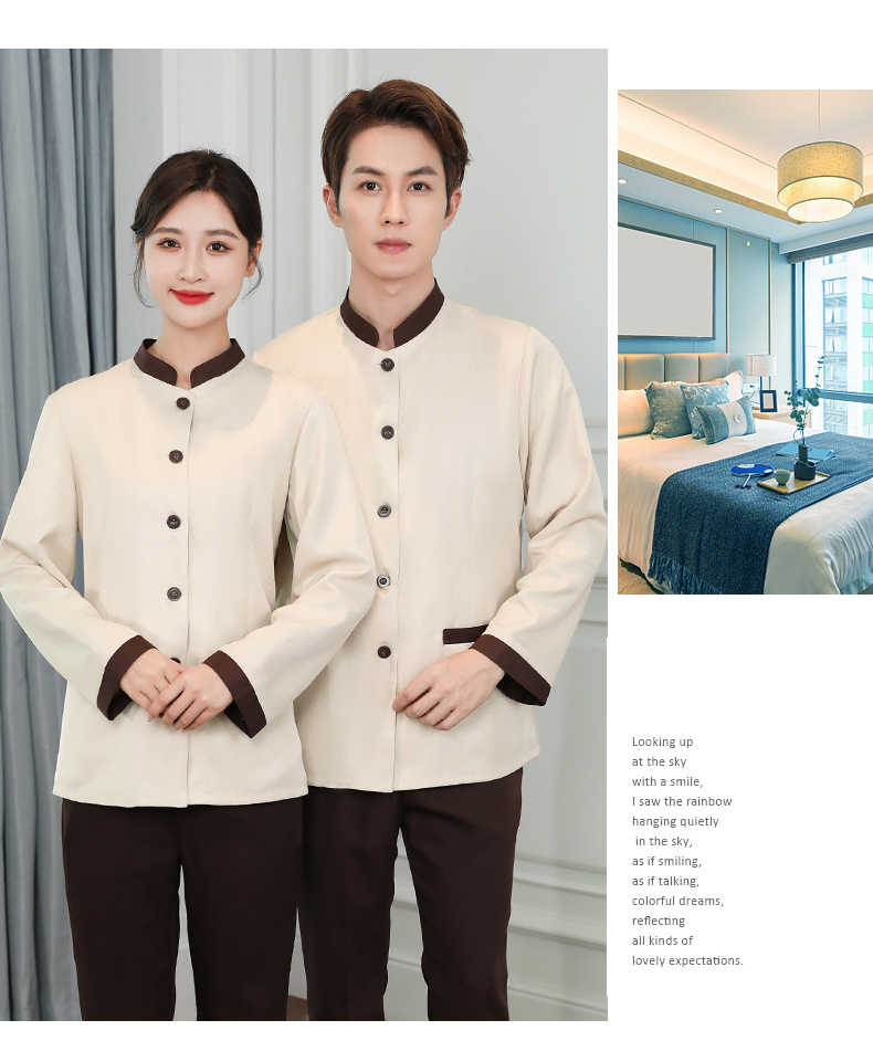 Single layer straight hotel long sleeve cleaning work clothes universal style H31-BJ13