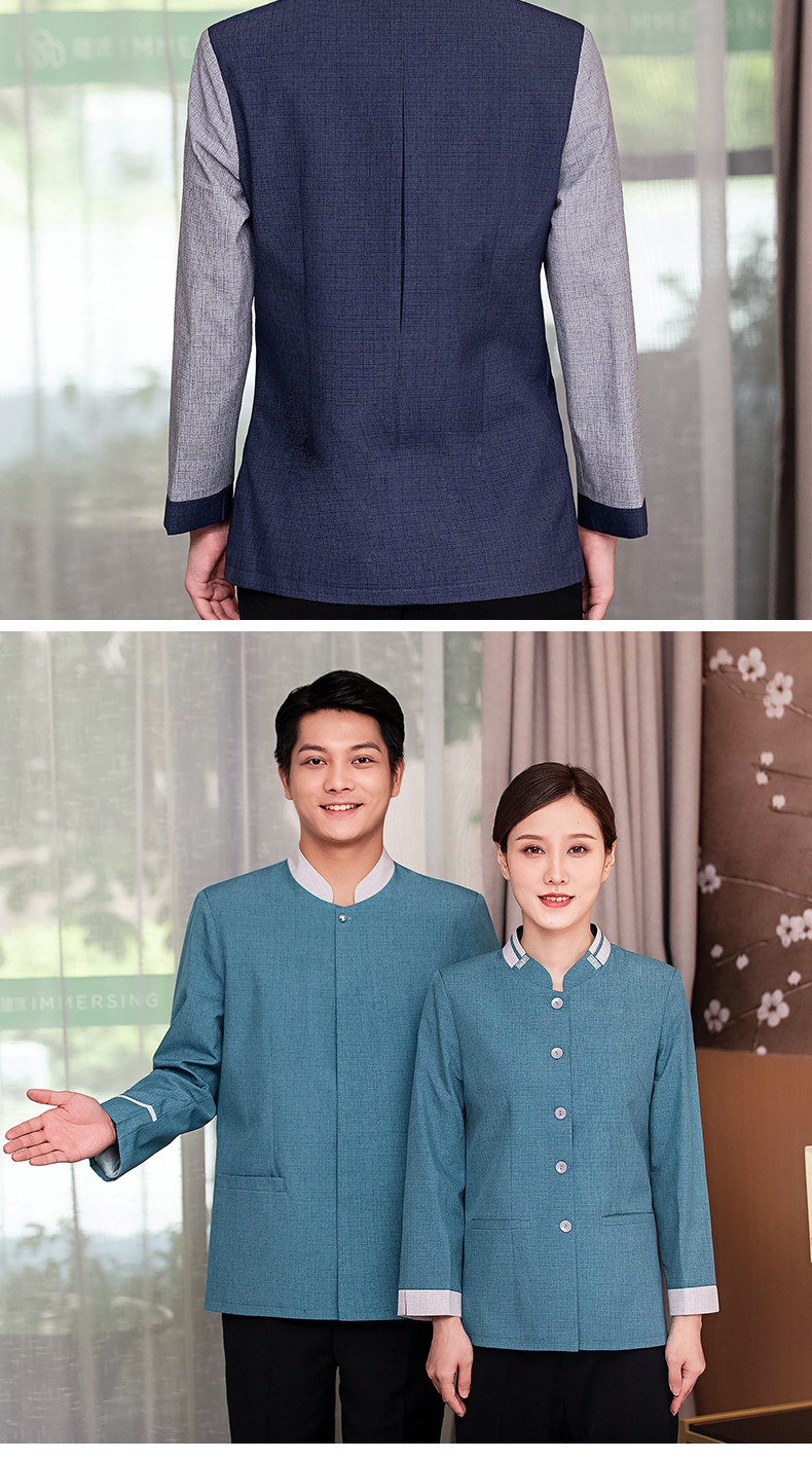 Collar flower hotel long-sleeved cleaning work clothes H10-22006 female