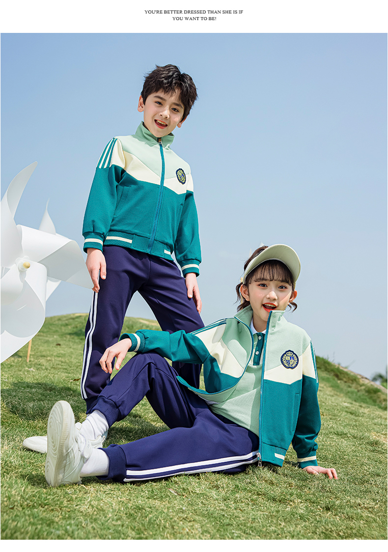 British style college primary and secondary school students class uniform school uniform sports suit 215-9101 (including badge)