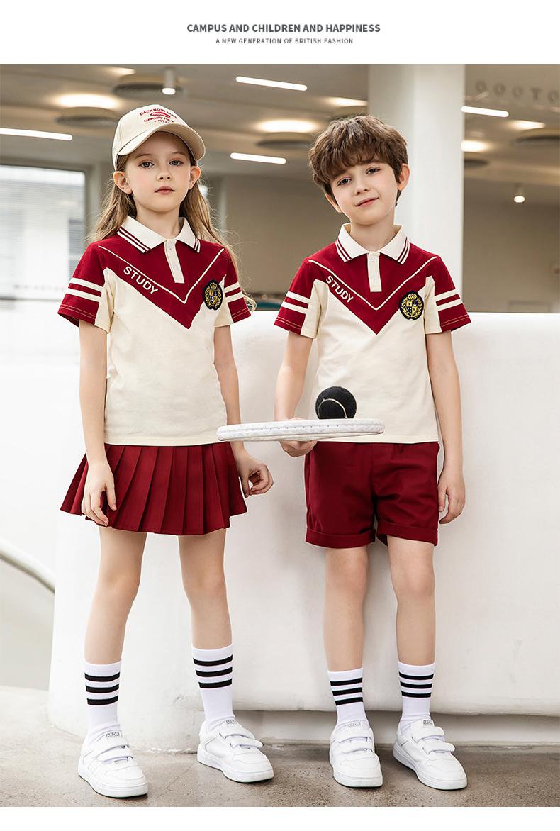 Letter print British style primary and secondary school uniform set 215-9090 (including badge)