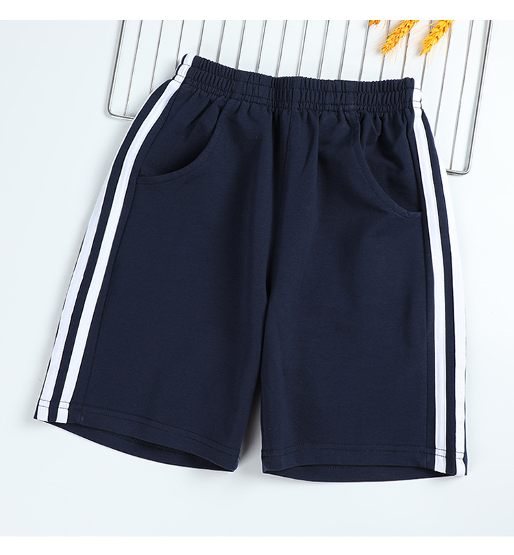 Zhongda children elementary school students red and white stripes dark blue shorts sports pants school uniforms school pants G08-TK001 red and white stripes