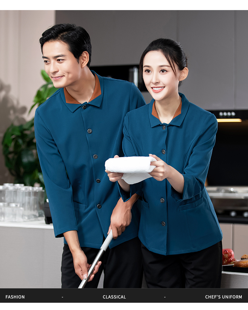 Lapel cleaning clothes long sleeve top H02-2350123501