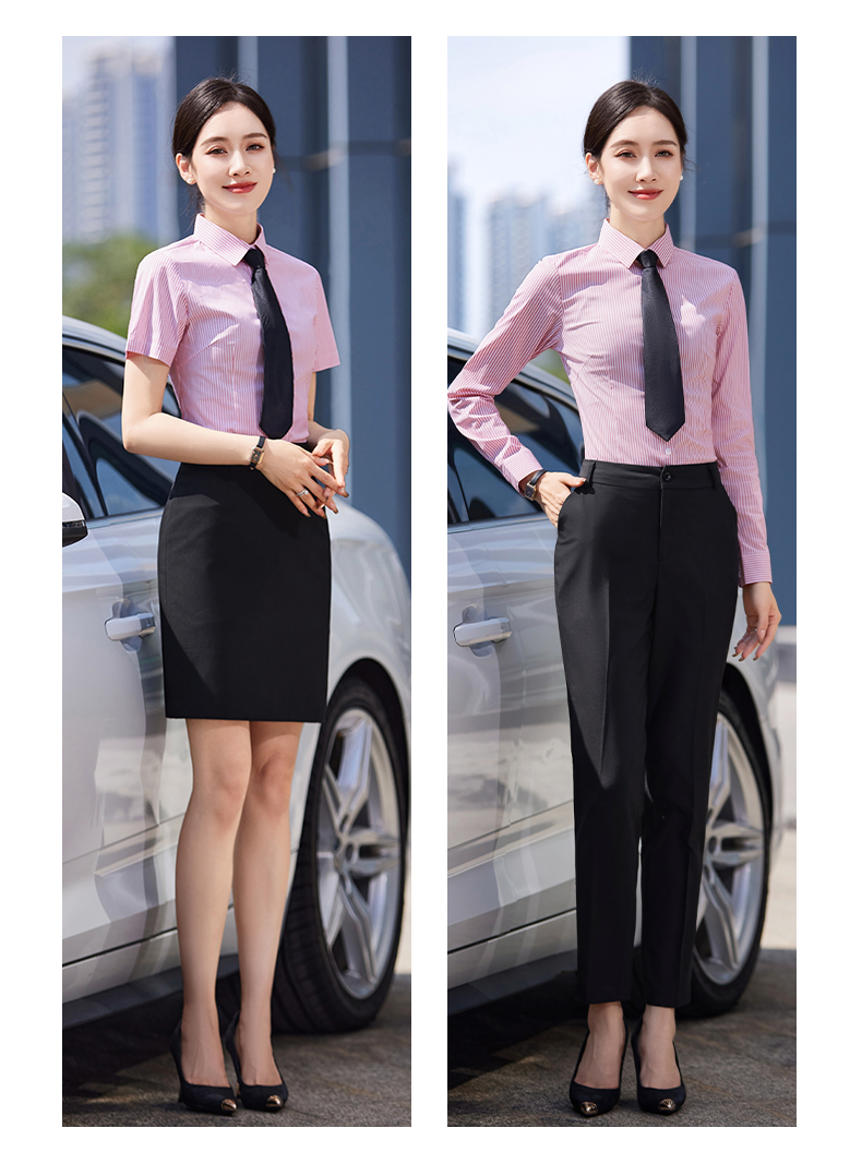 Soft and non-iron workplace business short-sleeved striped shirt DY1-ML220 short-sleeved shirt for women