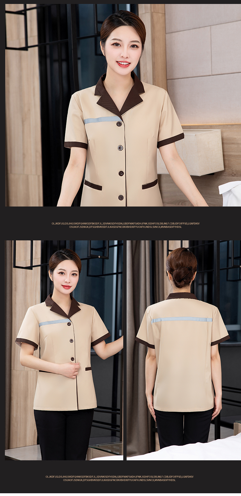 Hotel room short-sleeved tops cleaning clothes H27-reflective strip cleaning short-sleeved