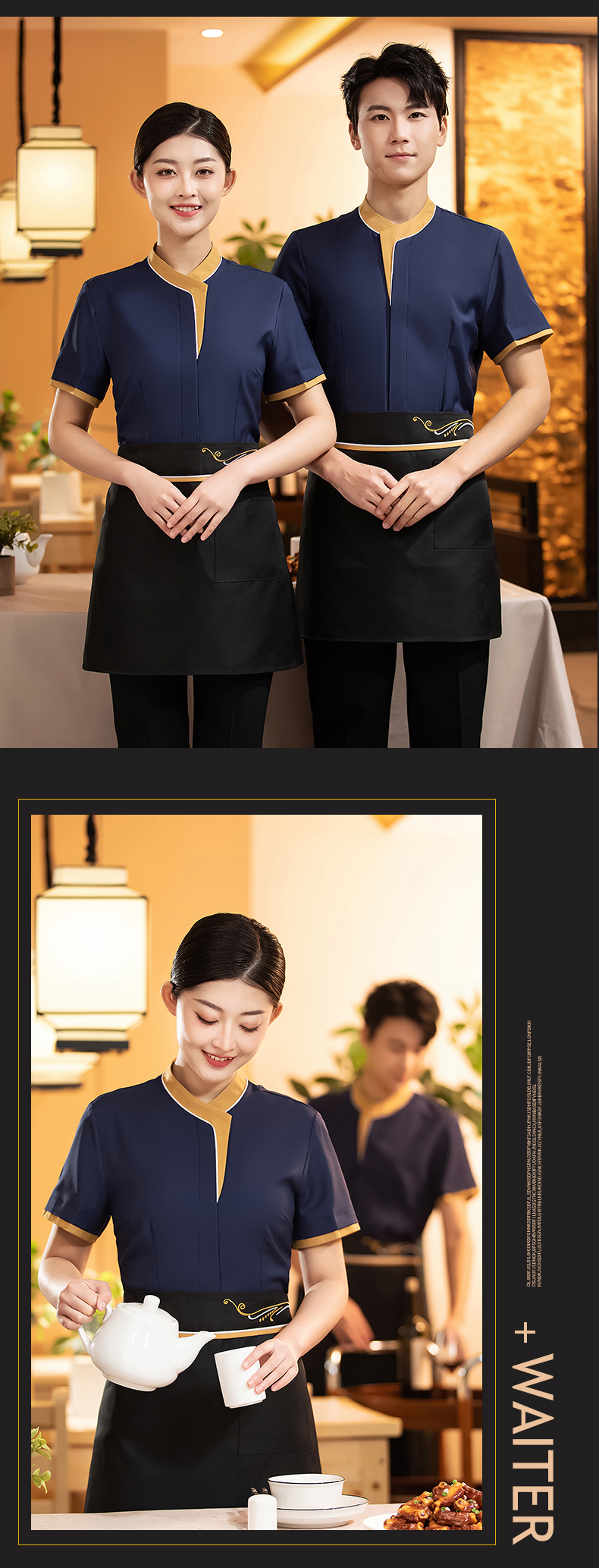 Hotel restaurant short-sleeved waiter top H27-front-line waiter female style