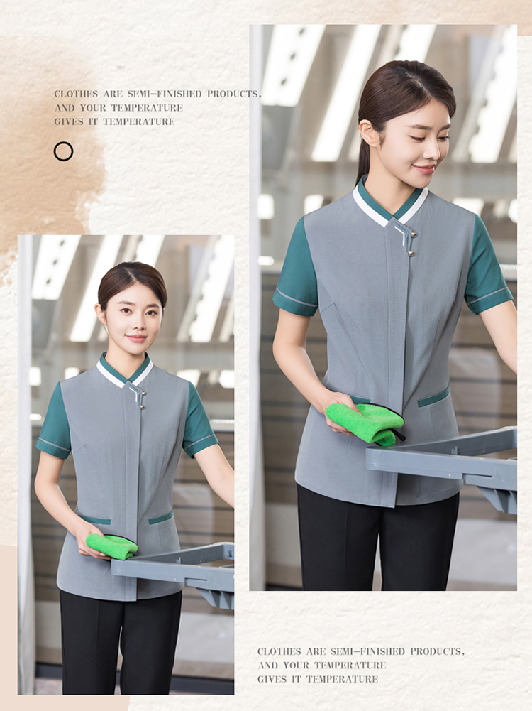 Two-color exquisite embroidery collar cleaning waiter work clothes H01-2024-15 female