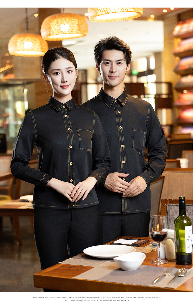 Catering service staff long sleeve western restaurant work clothes H21-TK bright lines