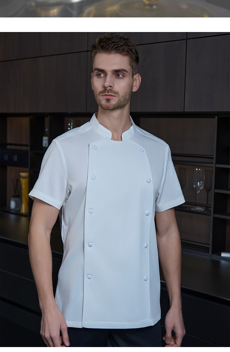 Full process spandex cotton button short sleeve chef uniform H20-D24-5053