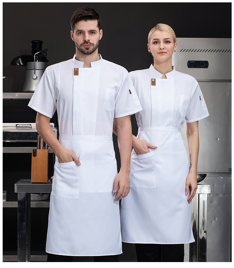 Encrypted luxury restaurant chef uniform short-sleeved top H03-smiley face