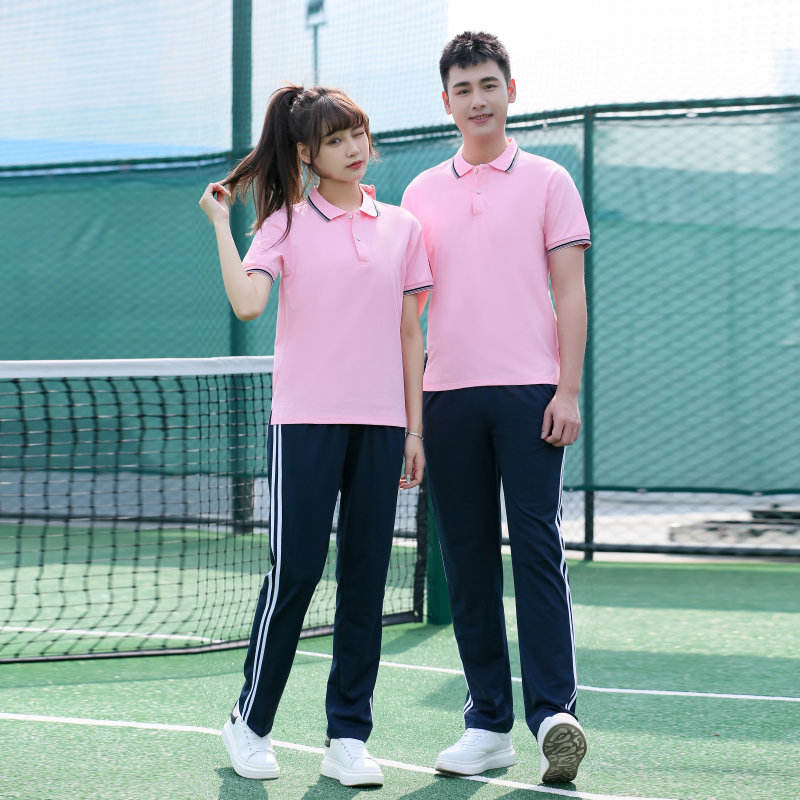 Fashion sports casual school uniform short-sleeved lapel tops KI2-5599 single tops