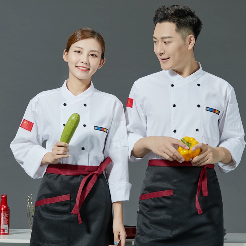 Double-breasted cross-collar restaurant short-sleeved chef uniform B05-2021 short-sleeved