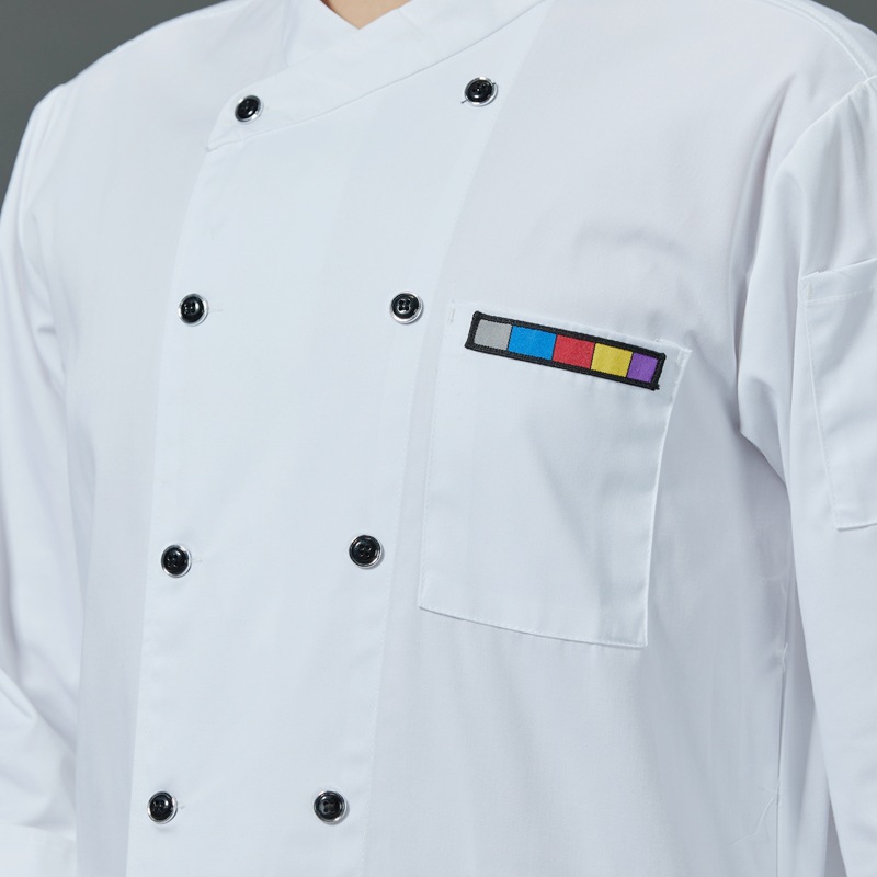 Double-breasted cross-collar restaurant short-sleeved chef uniform B05-2021 short-sleeved