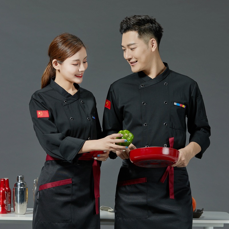 Double-breasted cross-collar restaurant short-sleeved chef uniform B05-2021 short-sleeved