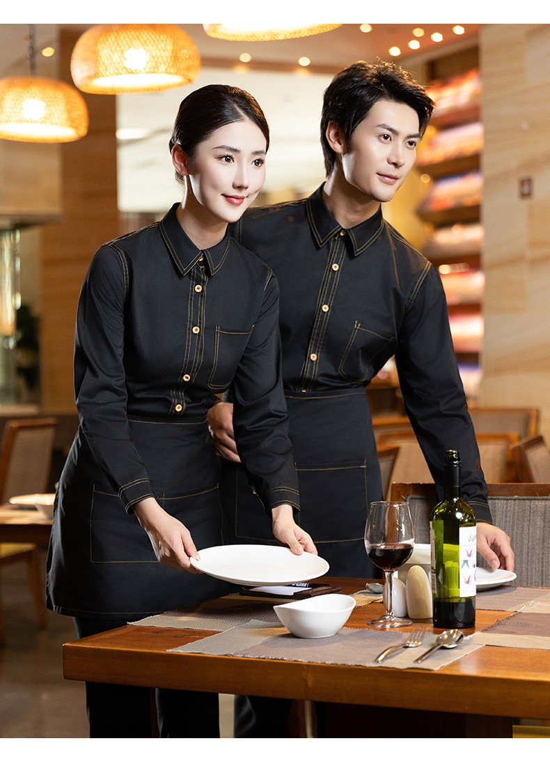 Catering service staff long sleeve western restaurant work clothes H21-TK bright lines