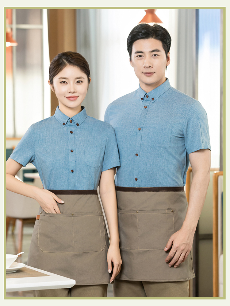 Man Yu small square thin sweat-absorbent waiter short-sleeved work clothes H01-2024-05