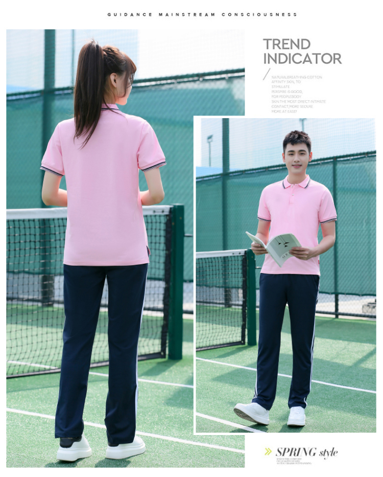 Fashion sports casual school uniform short-sleeved lapel tops KI2-5599 single tops