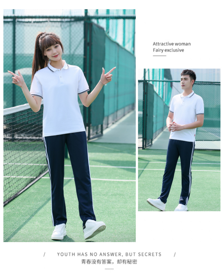 Fashion sports casual school uniform short-sleeved lapel tops KI2-5599 single tops