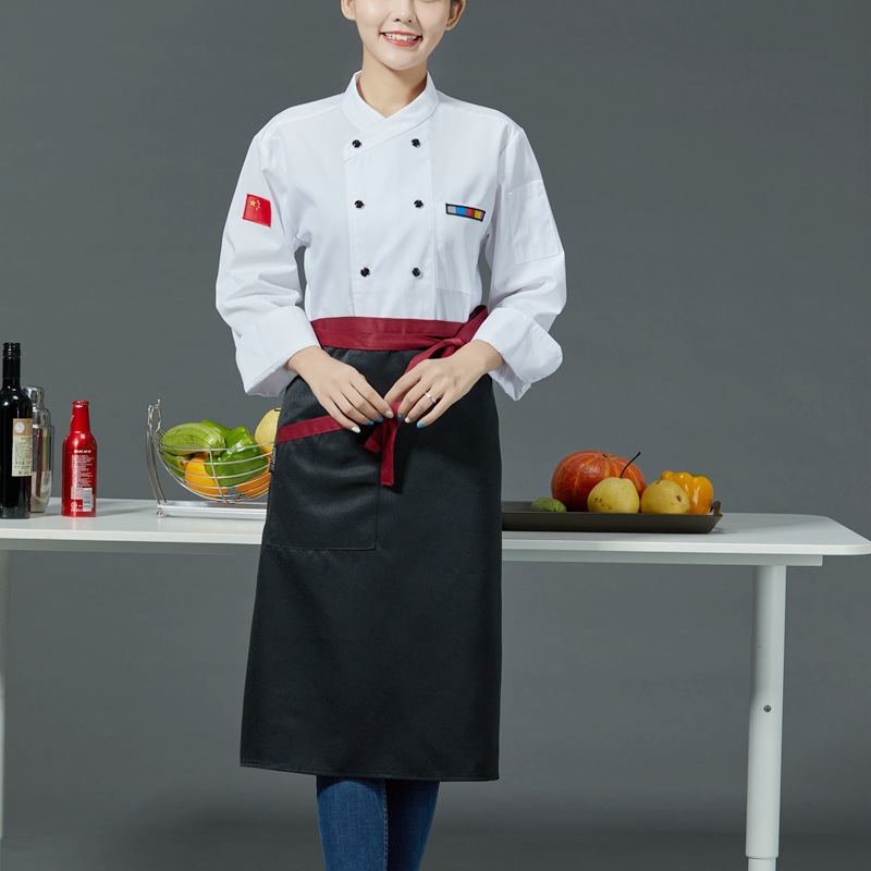 Double-breasted cross-collar restaurant short-sleeved chef uniform B05-2021 short-sleeved