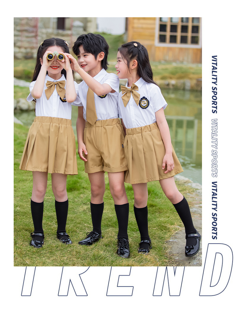 British style college primary school student uniform short-sleeved suit 455-8271