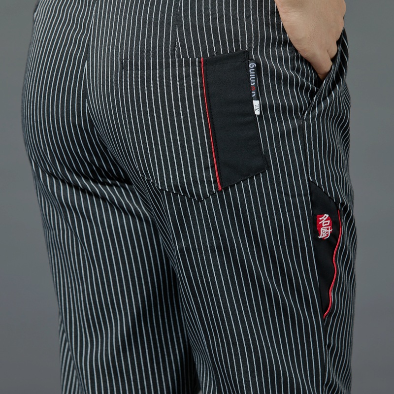 Restaurant waiter kitchen striped elastic chef pants B05-chef pants