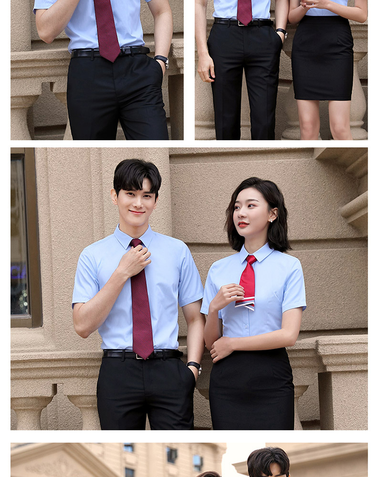 Slim fit plain cotton short-sleeved shirt for men and women 129-1811 shirt short sleeve