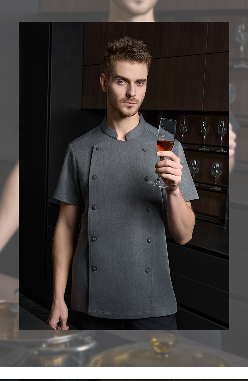 Full process spandex cotton button short sleeve chef uniform H20-D24-5053