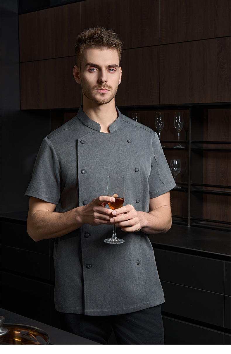 Full process spandex cotton button short sleeve chef uniform H20-D24-5053