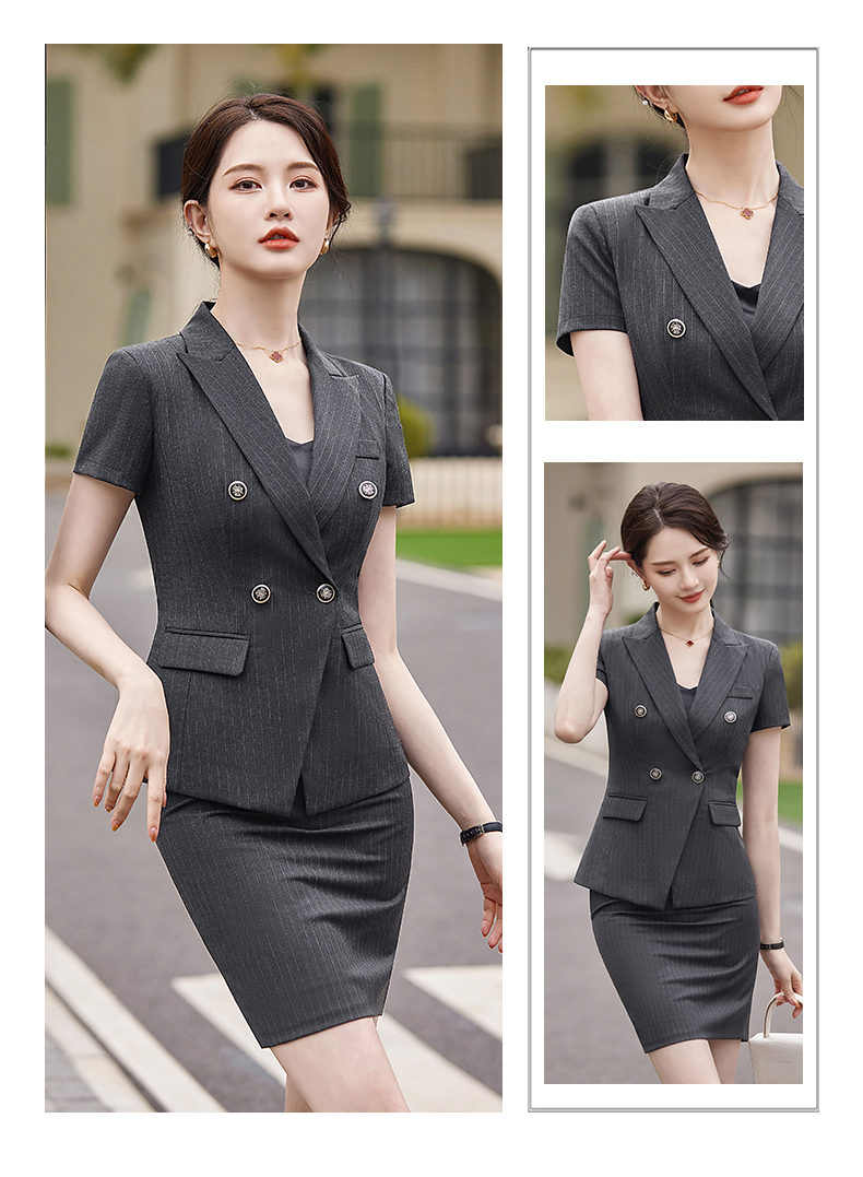 Crisp and stylish striped light luxury business fashion professional suit jacket 114-3018