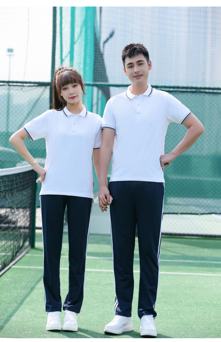 Fashion sports casual school uniform short-sleeved lapel tops KI2-5599 single tops