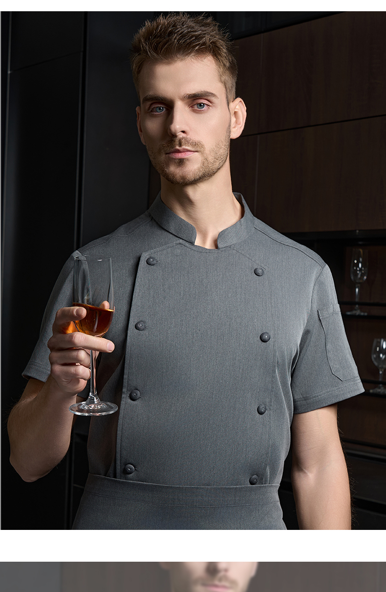 Full process spandex cotton button short sleeve chef uniform H20-D24-5053