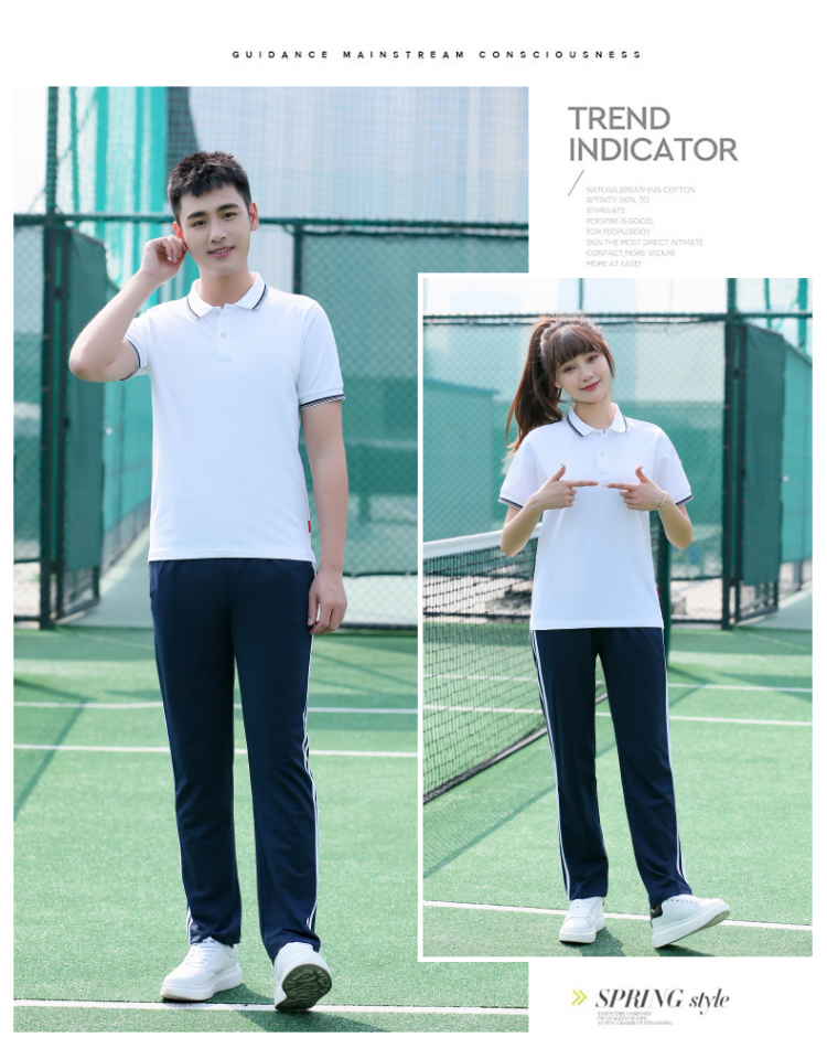 Fashion sports casual school uniform short-sleeved lapel tops KI2-5599 single tops