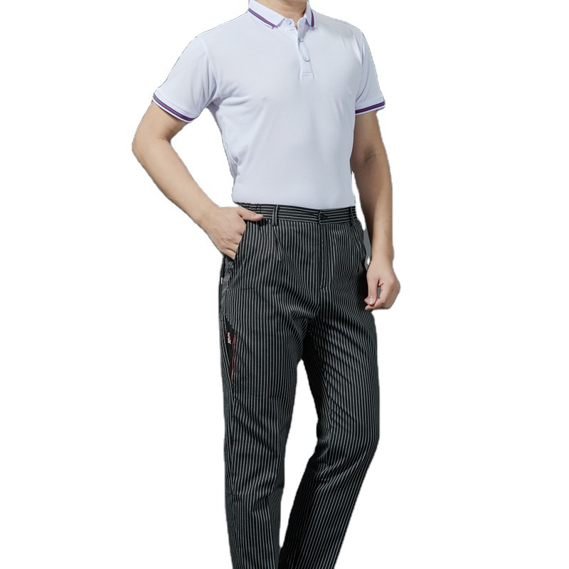 Restaurant waiter kitchen striped elastic chef pants B05-chef pants