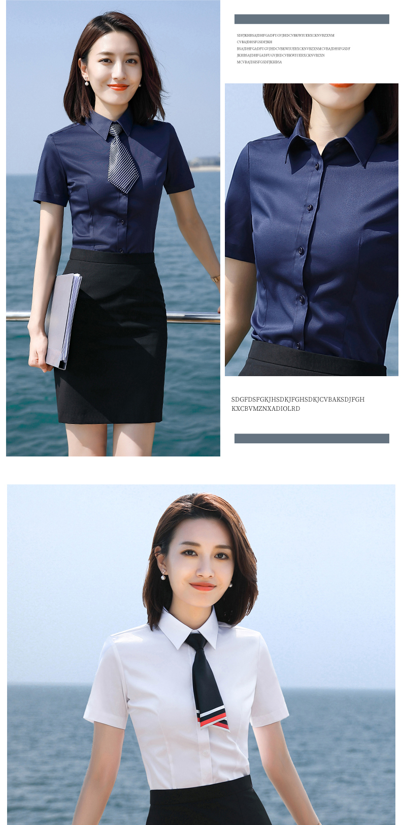 Stand collar simple solid color short sleeve professional shirt for women DQ1-8811