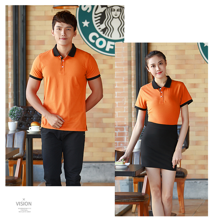 200g color matching lapel short-sleeved hotel waiter work clothes H04-8019