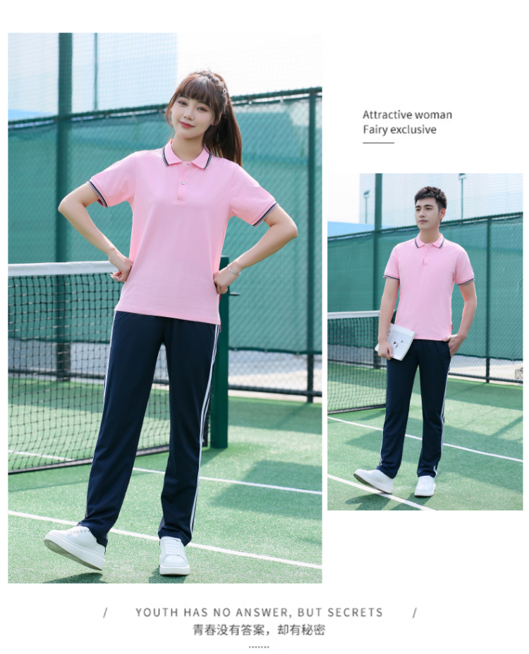 Fashion sports casual school uniform short-sleeved lapel tops KI2-5599 single tops