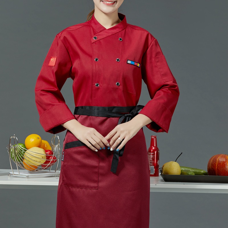 Double-breasted cross-collar restaurant short-sleeved chef uniform B05-2021 short-sleeved