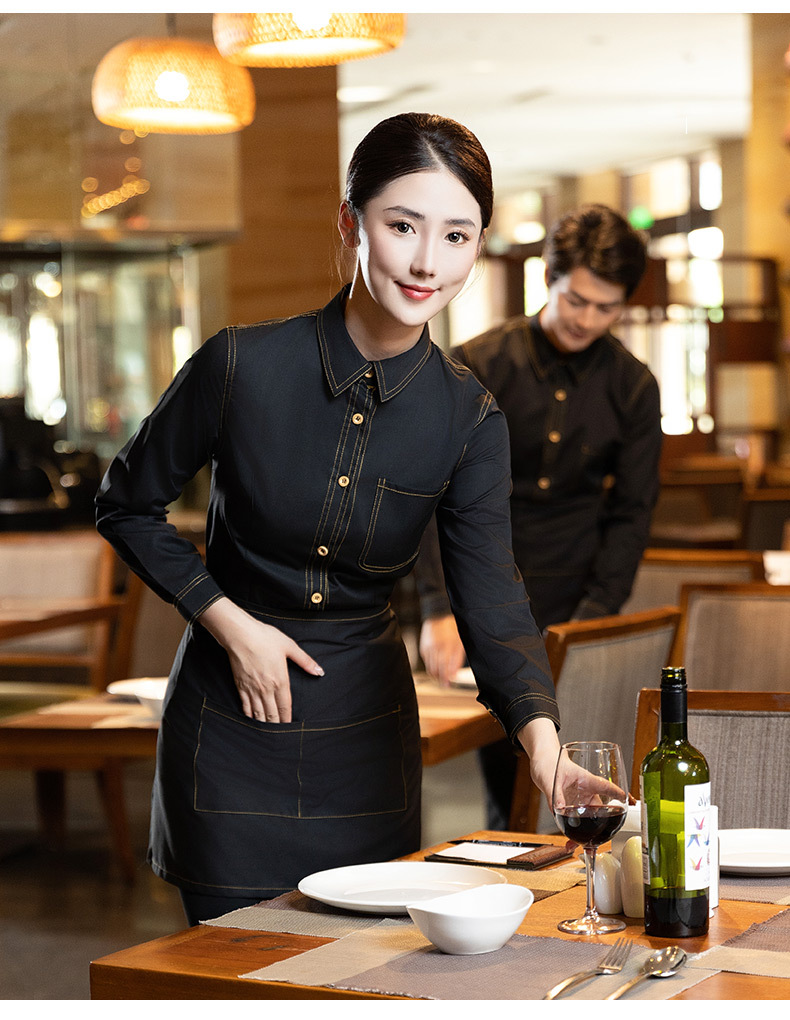 Catering service staff long sleeve western restaurant work clothes H21-TK bright lines