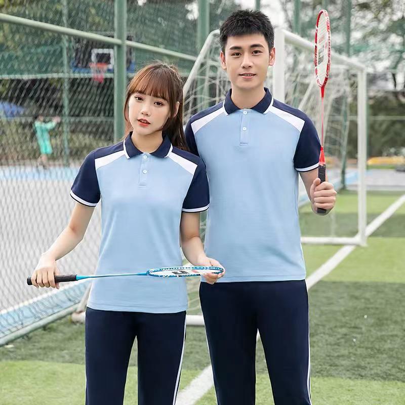 Summer splicing contrast color sports school uniform short-sleeved suit KI2-2202 top