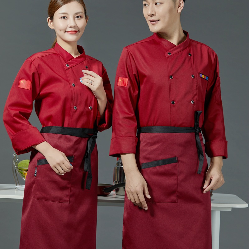 Double-breasted cross-collar restaurant short-sleeved chef uniform B05-2021 short-sleeved